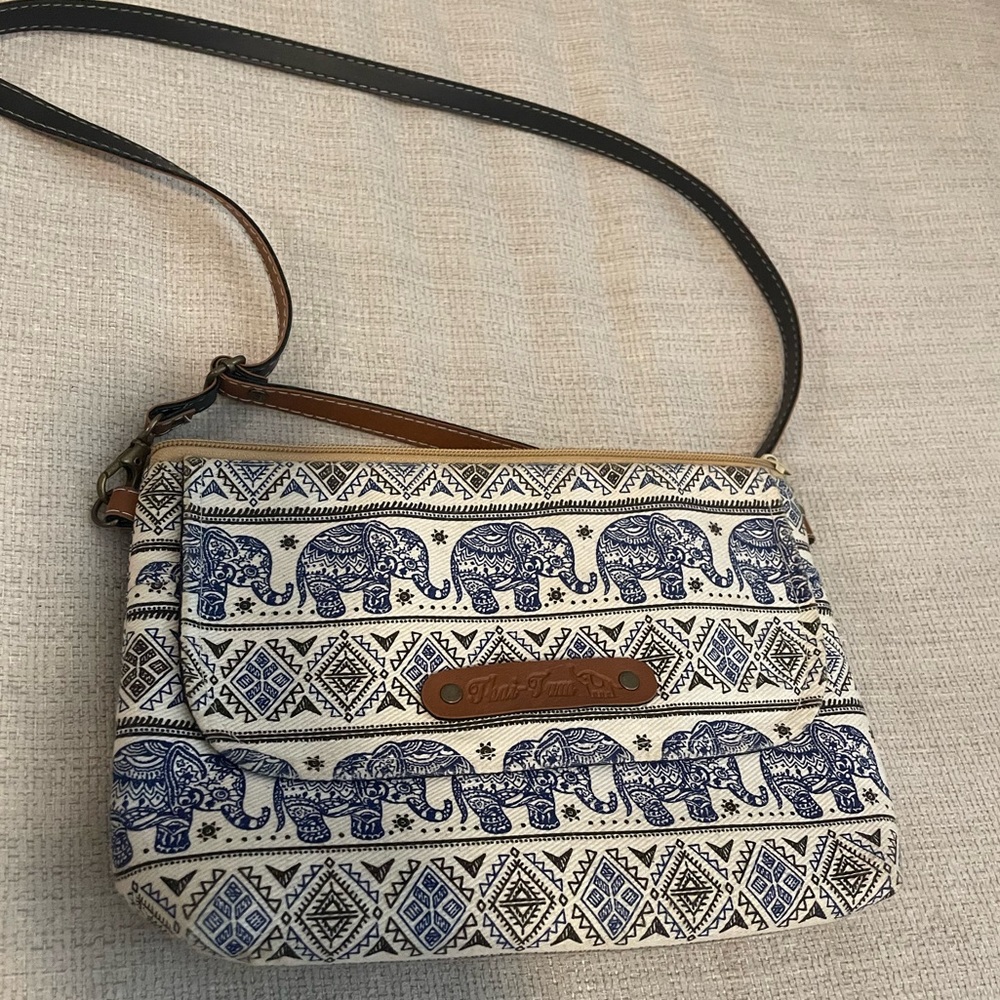 Handmade elephant print purse from Thailand